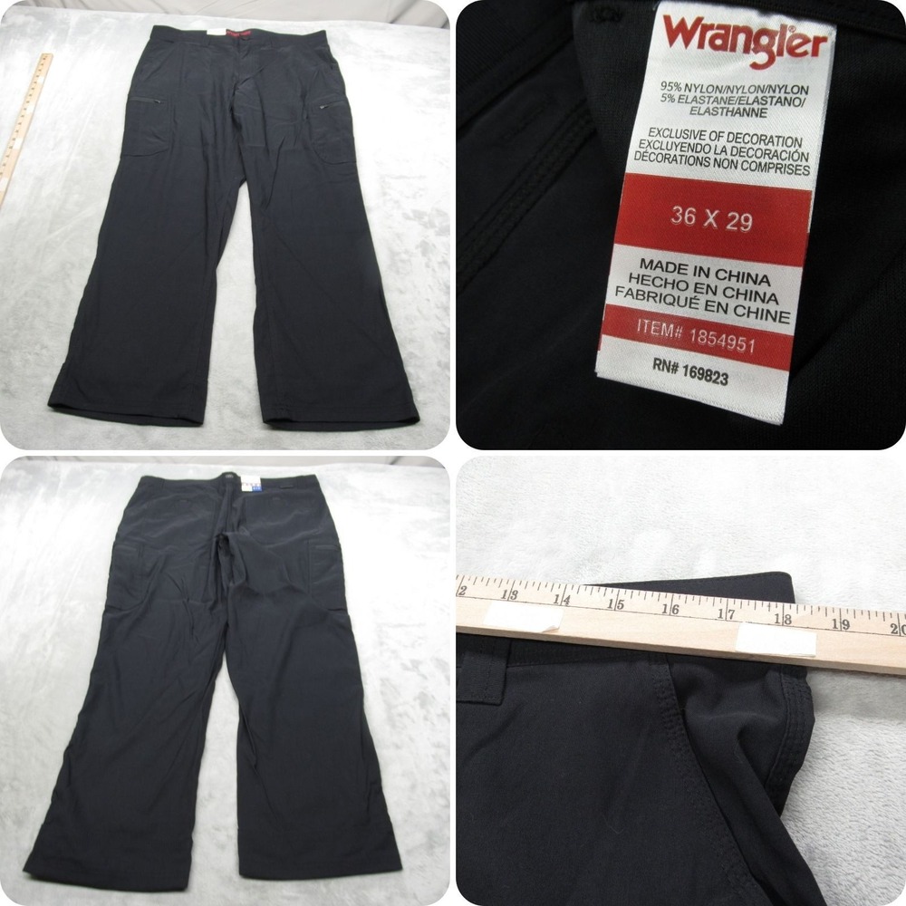 Wrangler Tech Pants Mens 36x29 Dark Navy Regular Fit‎ Flex Water Repellant NEW